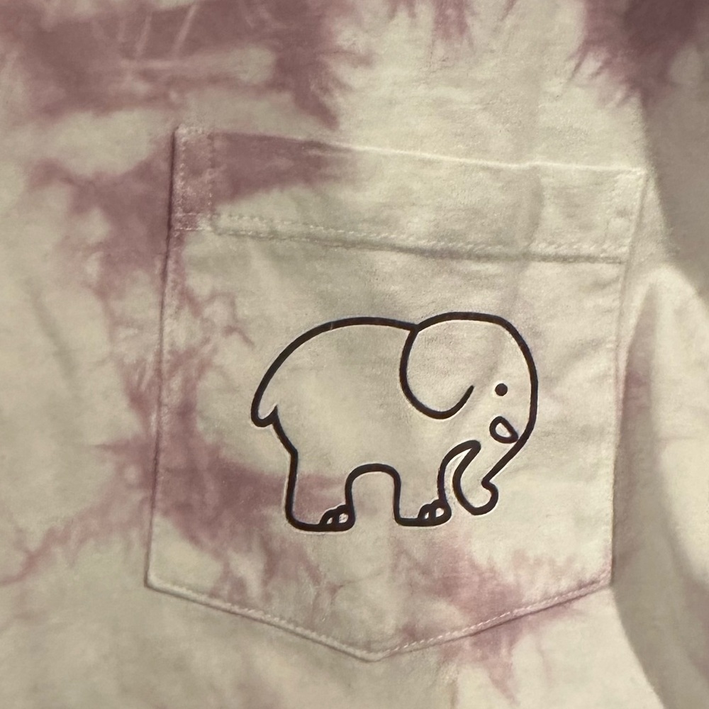 Ivory Ella Elephant Creamy white Purple Tie-Dye Long Sleeve Crew Neck Tee Top S - Picture 6 of 10